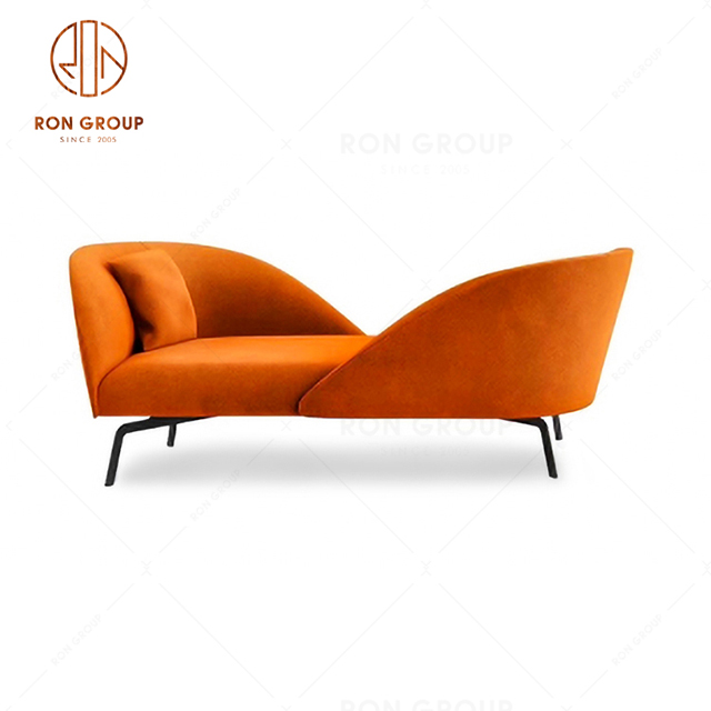 Popular Modern Design Metal Furniture Orange Fabric Sofa Bed For Bedroom