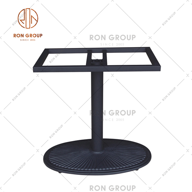 Modern Steel Dining Table Base with Turnable Plate Customized Restaurant Furniture Parts 720mm Brown Black/White/Polished