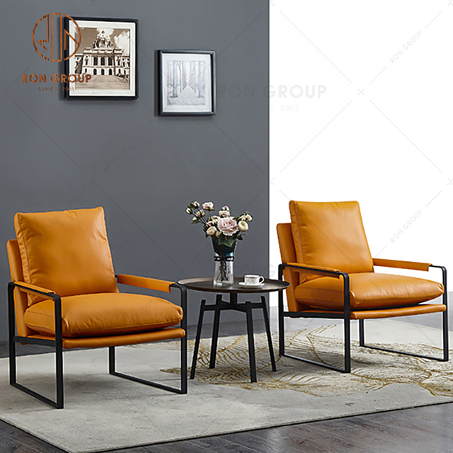 High Quality Orange PU Leather Chair For Hotel Single Sofa For Office