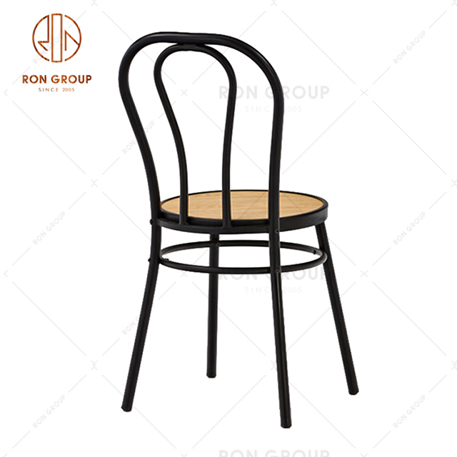 GA901C-45STPW Promotional furniture with metal frame and wooden seat dining chiar for cafe & restaurant
