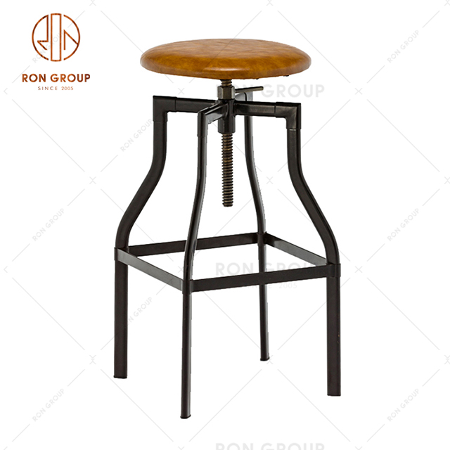 Factory Outlet Star Hotel Furniture Sets With PU Leather Counter Adjustable Height Steel Bar Stool Sets For Hotel And Restaurant&Kitchen