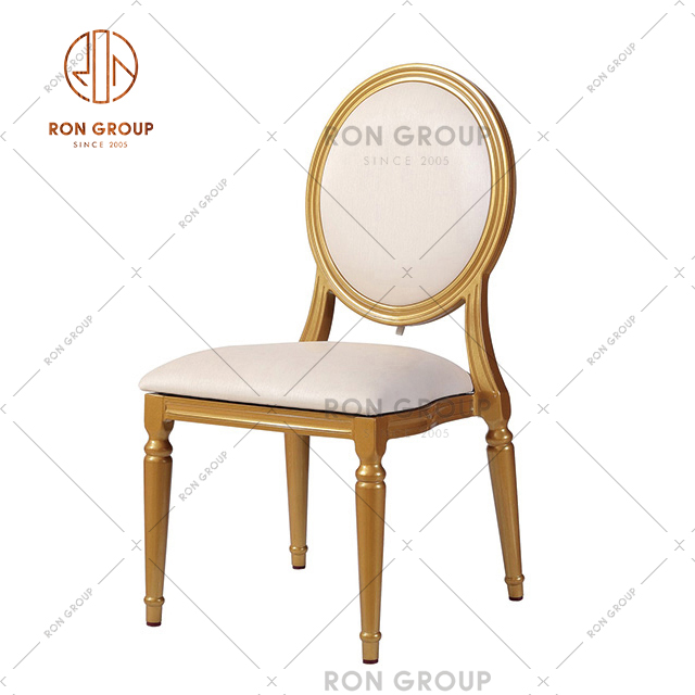 Aluminum Stackable Soft Cushion Seat And Back Gold Hotel Furniture Banquet Chair For Wedding Event