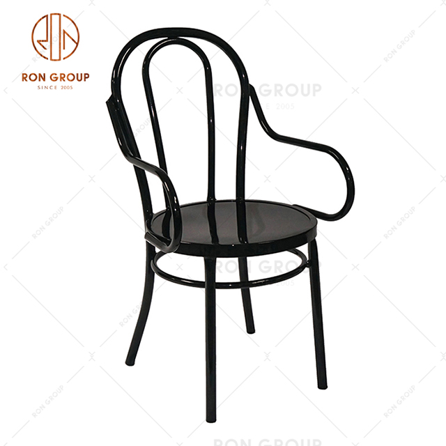 GA901BC-45ST Simple design metal dining chair with armrest for restaurant & outdoor & garden & cafe use