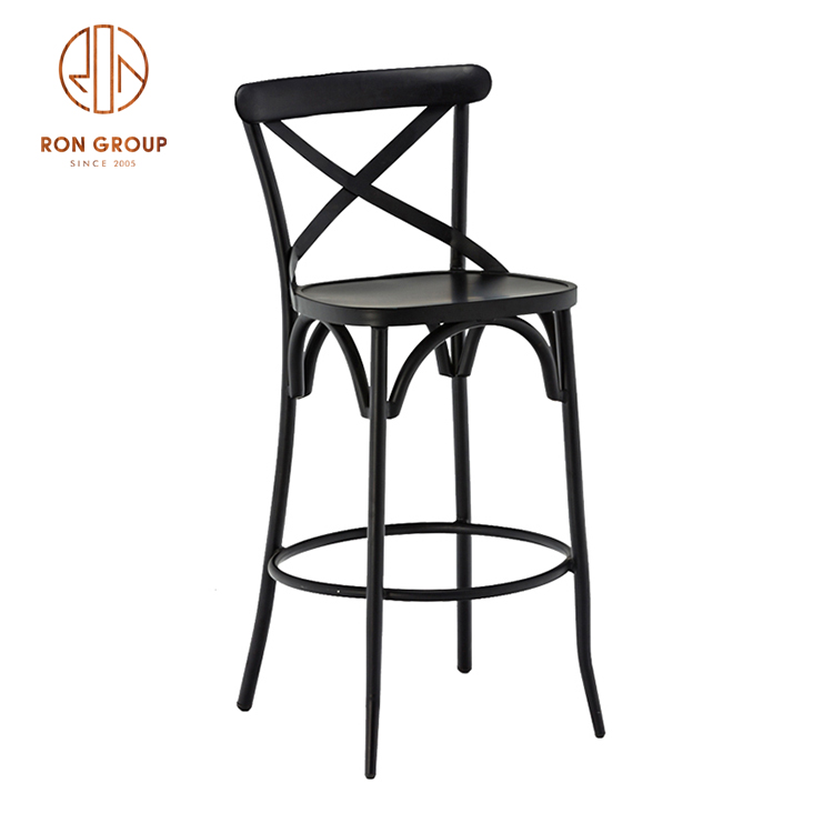 Wholesale Cross Back Design Metal Hotel Furniture and High Bar Chair