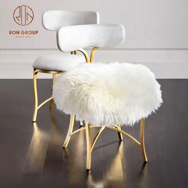 Brass Gold Stainless Steel Swanson Sheepskin Side Chair