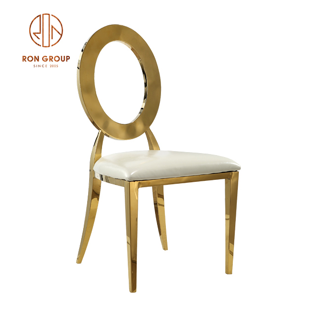 Hot Sale Golden Stainless Steel Wedding Chair with Round Seat Back Design For Banquet & Party Event