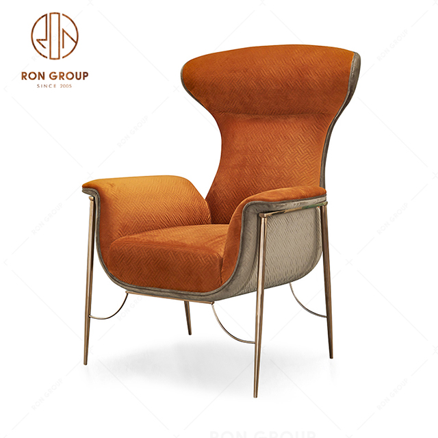 Elegant Style Fabric Banquet Leisure Chair with High Seat Back and Metal Frame