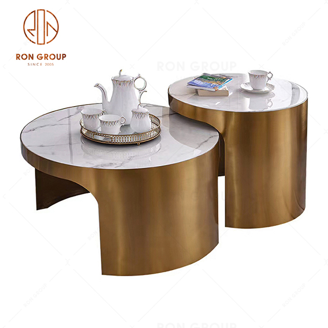Gold Round Marble Table Tops Center Coffee Table