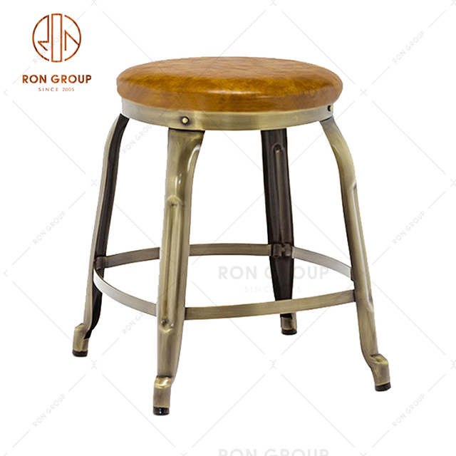 GA301C-45STP Hotsale Restaurant Furniture Stackable Stool PU Leather Bronze Metal Chair  For Bar & Restaurant & Bistro