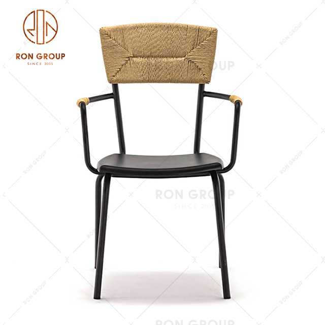 GA2801C-45ST Commercial High Quality Armrest Metal Dining Chair With Steel Frame For Hotel And Restaurant & Cafe