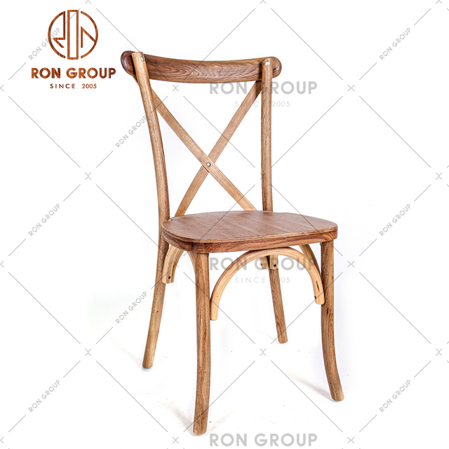 Simple design chair with Beech wood frame and iron cross back 