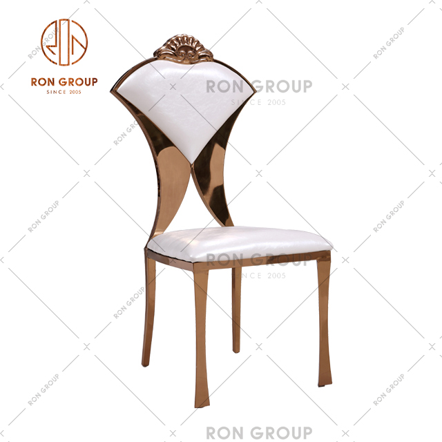 Factory Outlet High Quality Restaurant Dining Chair With Golden Stainless Steel Frame And PU Leather Seat For Wedding & Hotel & Party
