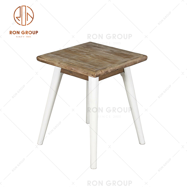 High Quality Italian Style Old Pine Wood Table Square Top Coffee Table For Restaurant & Coffee Shop