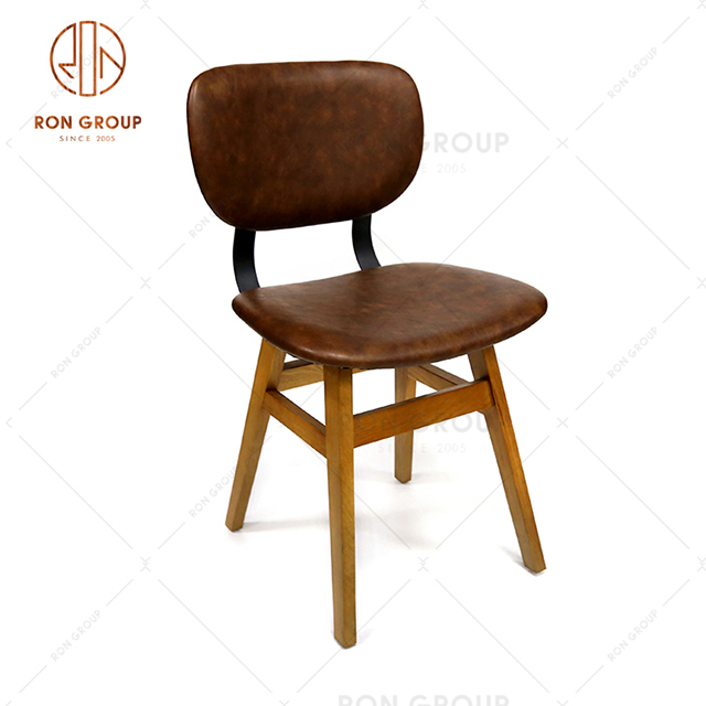 RNFCM084 Wholesale European Design Dining Chair PU Leather With Wooden Frame For Restaurant & Coffee Shop Bistro