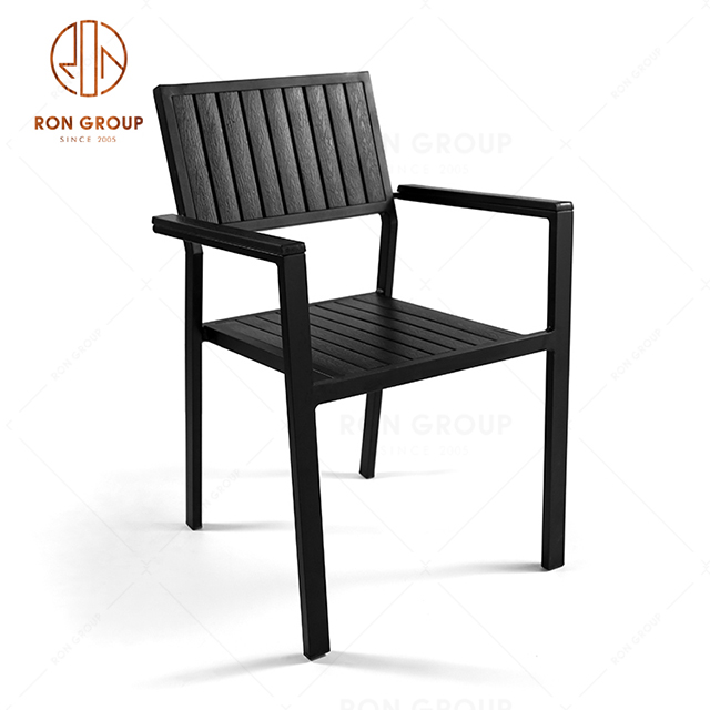 Hot Sale Black Powder Coat Metal Dining Chair Outdoor Coffee Shop Chair