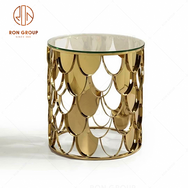 Modern fish scale round glass coffee table for restaurant living room