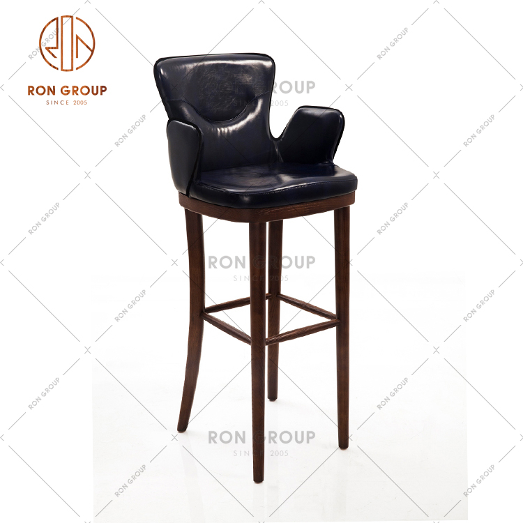 Retro Style Restaurant Wooden Bar Chair PU Leather For Banquet And Restaurant 