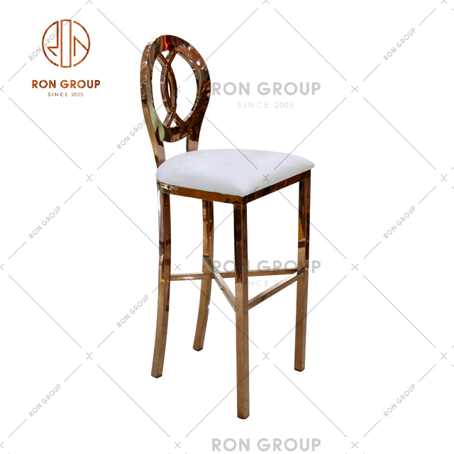 Factory Outlet Wedding Chair With Gold Stainless Steel Frame High Leg Bar Stools For Restaurant & Banquet & Kithen set