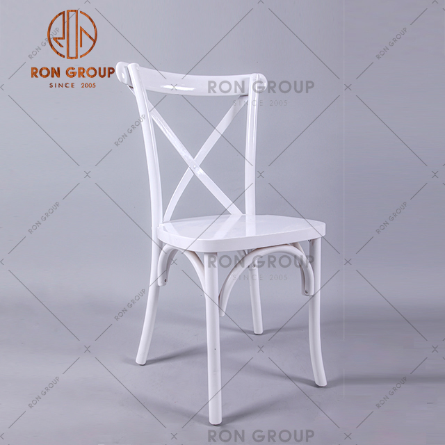 High-end beech chair with metal back for restaurant cafe wedding