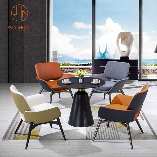Nordic Modern Luxury Top Round Marble Dining Table Coffee Table Business Negotiation Desk And Chair Combination