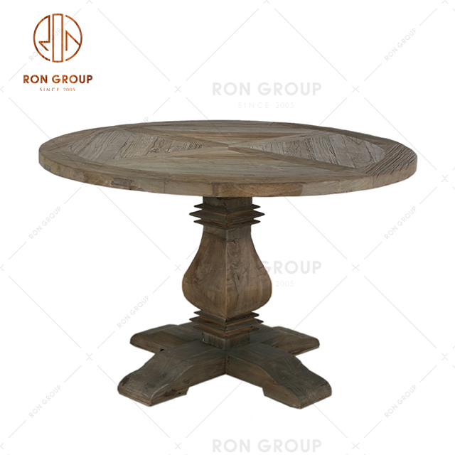 Nature Furnitue Classic Style Solid Wood Table Restaurant Round Wooden Dining Table 