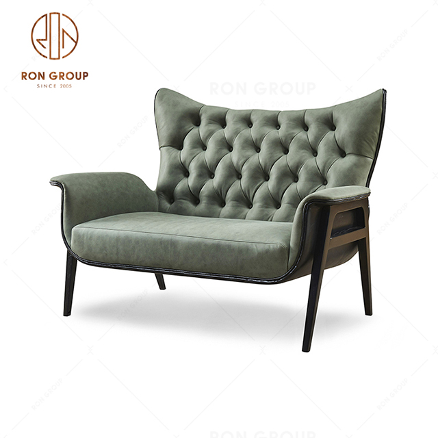 Wholesale Hotel and Banquet Double Seat Leisure Sofa with Wooden Leg