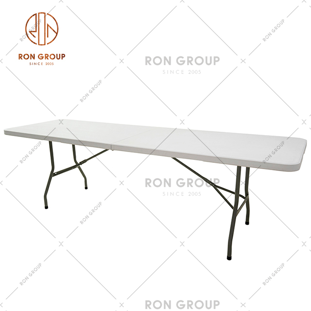 Commercial Convenient To Carry Foldable Outdoor Long Table With Plastic Desktop For Party Events Wedding
