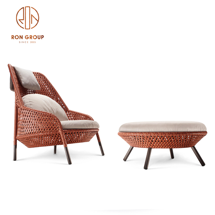 Rattan wicker furniture sets outdoor UV-resistant rattan dining armrest garden aluminium tube nordic PE rattan chair
