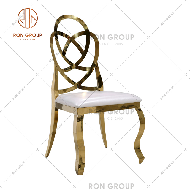 Factory Cheap Price Wedding Furniture With Golden Stainless Steel Frame And PU Leather Seat For Hotel & Restaurant & Chair Wedding Dining Chair