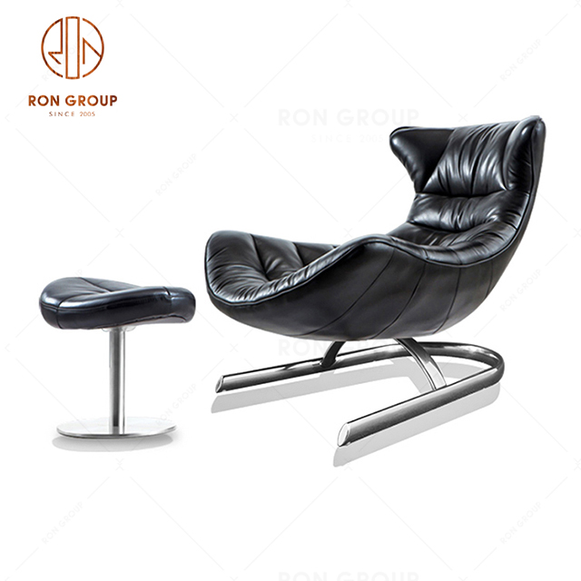 Factory Outlet PU Leather Leisure Chair With Ottoman For Hotel Bedroom