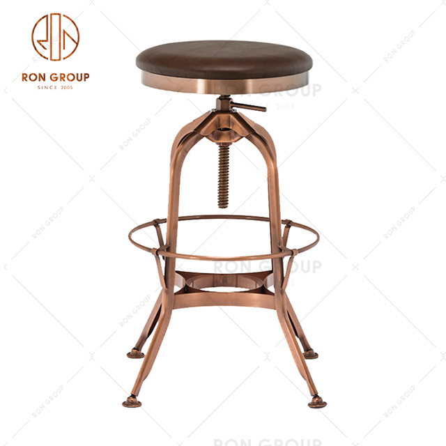 GA403C-65STP Factory Wholesale Rose Gold Metal Steel Bar Stool For Hotel And Coffee Shop