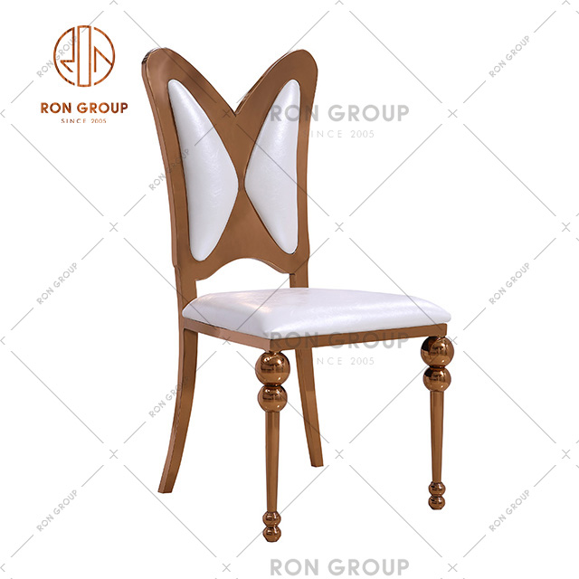 Cheap Price Factory Wholesale Wedding chair With Gold Stainless Steel Frame And Wing Backrest Design For Hotel & Party & Home upholstered