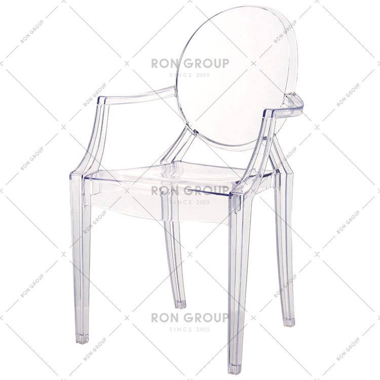 Factory Outlet High Quality Armrest Plastic Acrylic Tiffany Chair For Wedding & Cafe & Hotel & Outdoor