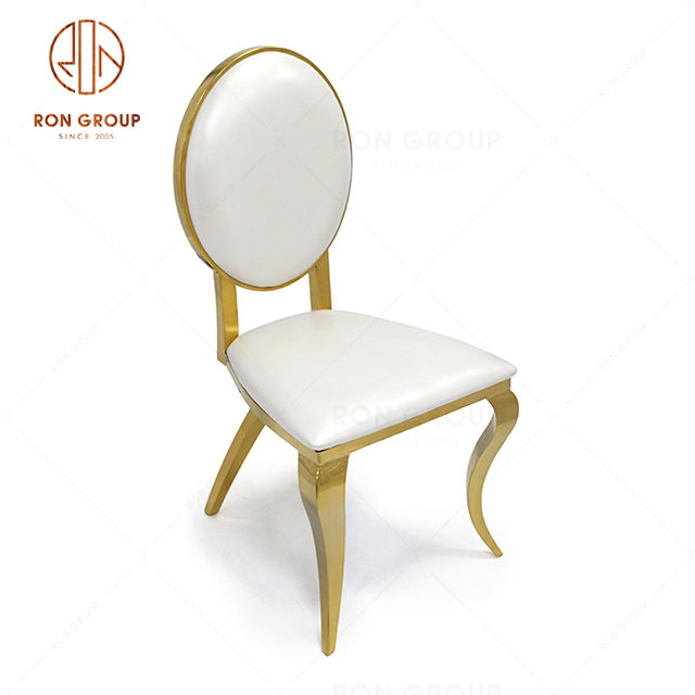 China Factory Wholesale Wedding Furniture With Gold Stainless Steel Frame And PU Leather Seat Backrest For Hotel & Banquet & Restaurant