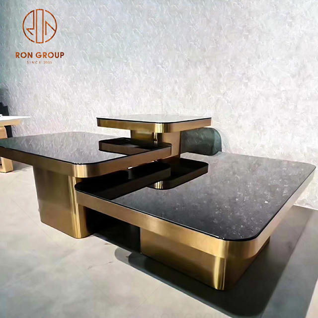 Minimalist KTV black titanium base coffee table