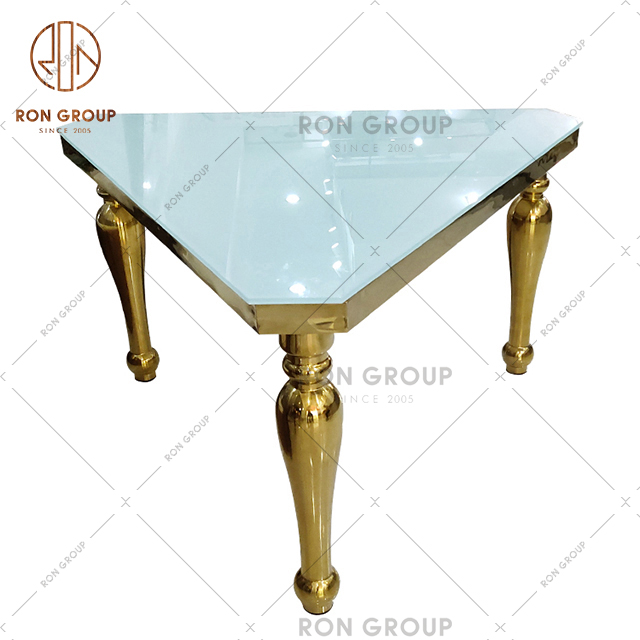 Elegant European Furniture With Unique Triangle Design Glass Top Wedding Dining Table