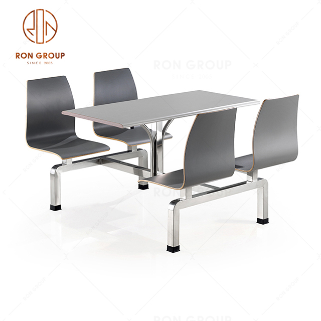 Hot Sale Grey Dining Table And Chair Set Fast Food Restaurant Furniture Set