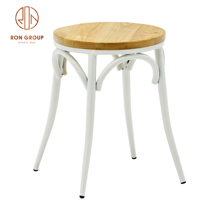 High Quality Modern Design Furniture With Metal Frame And Round Wooden Seat For  Restaurant&Bistro&Cafe