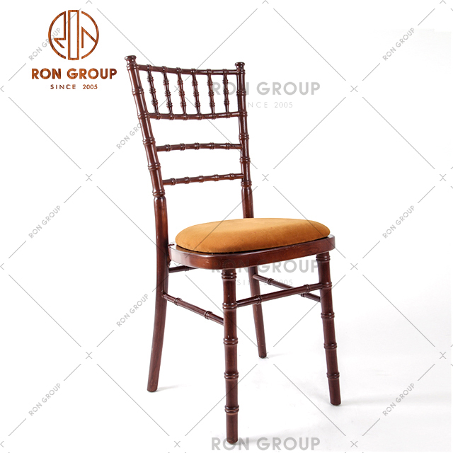 Manufacturer Event Wedding Party purplish red solid wood stacking wooden dining Chair for banquet