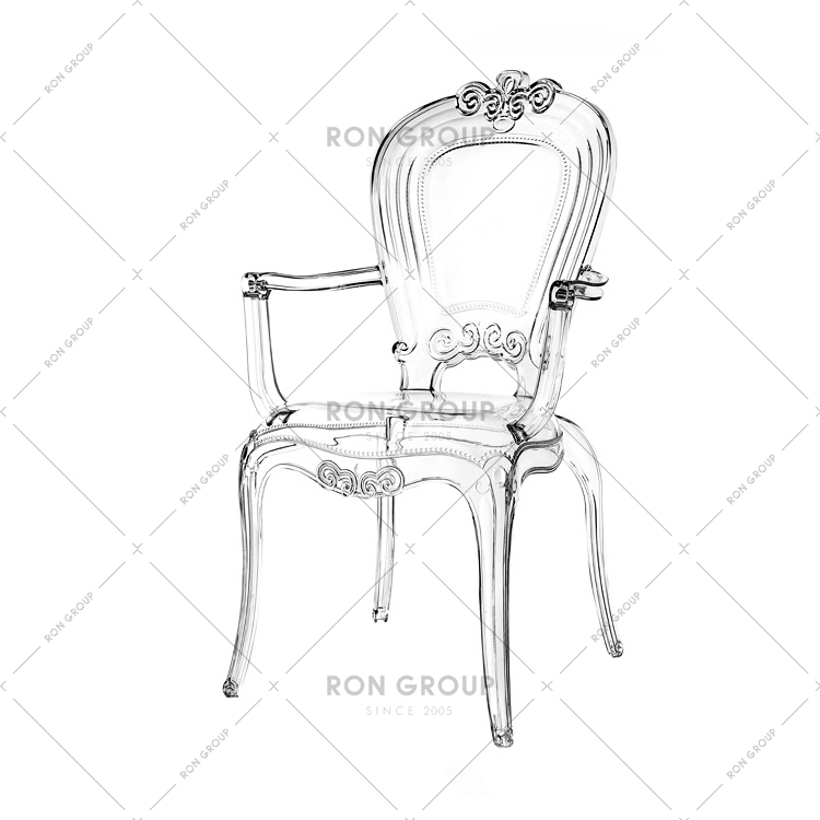 Hot sale transparent tiffany chair with armrest design for wedding & banquet & cafe & lounge 