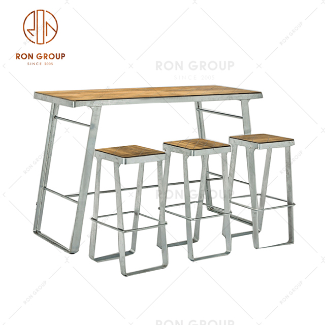 Cheap Price Factory Wholesale  Bar Table Set Metal Frame Steel Table For Restaurant & Hotel