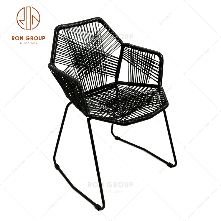 Customized PE Rattan & Metal Dinning Chair Series For Outdoor Wedding Use