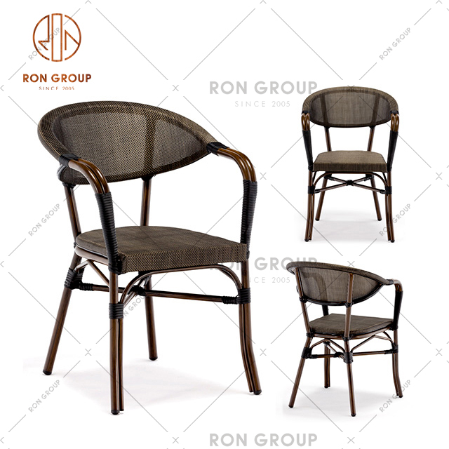 Hot Sale Outdoor Furniture Patio Metal Dining Chair Rattan Armchair For Garden