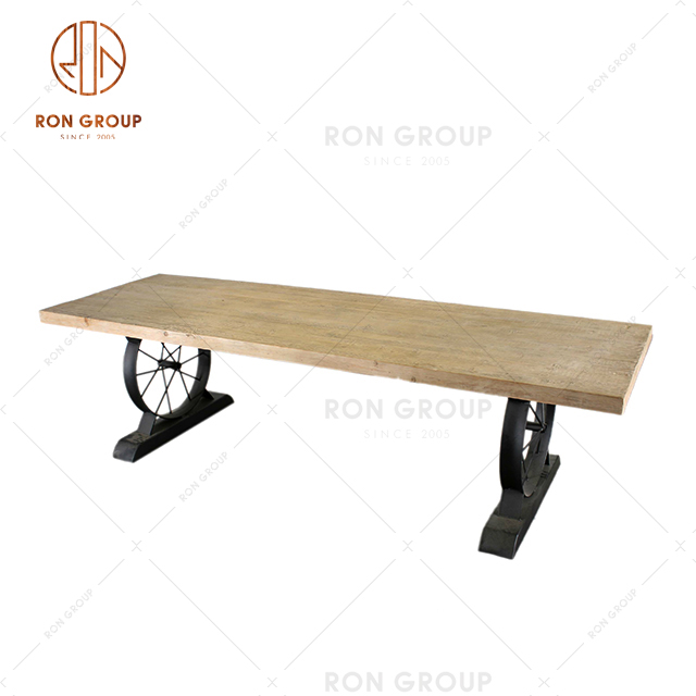 Wholesale Classic Style Rectangle Table Restaurant Dining Table With Metal Base