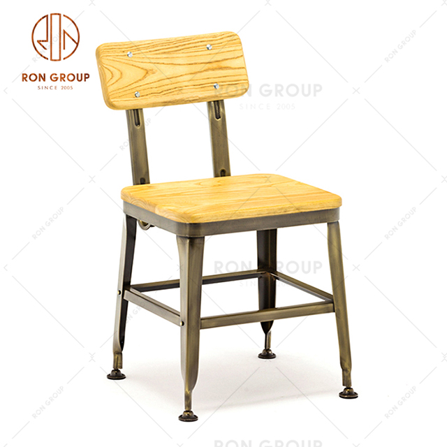 GA501C-45STW Top pick high quality metal restaurant dining chair with wooden seat and backrest for canteen buffet 