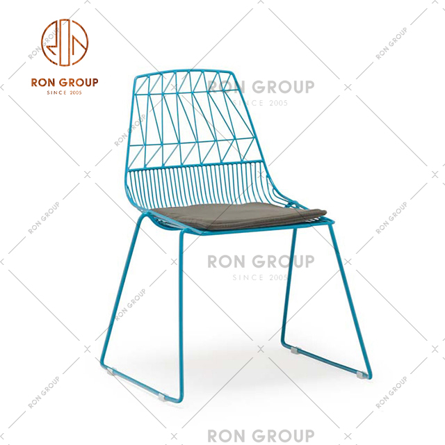 High Quality Blue Metal Chair Metal Dining Chair For Coffee Shop Furniture