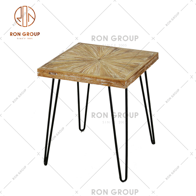 RNWF1005 Factory Supply Restaurant Furniture Modern Wooden Dining Table With Metal Frame