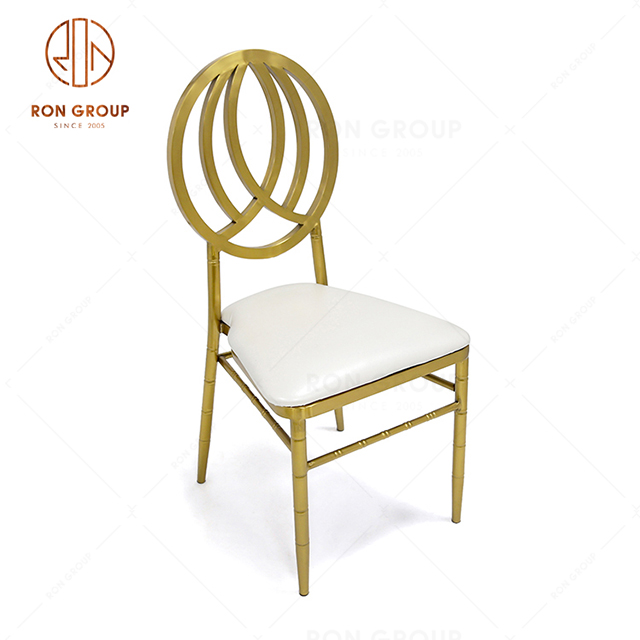 Factory Outlet High Quality PU Leather With Gold Stainless Steel Frame Chair For Wedding & Party & Hotel