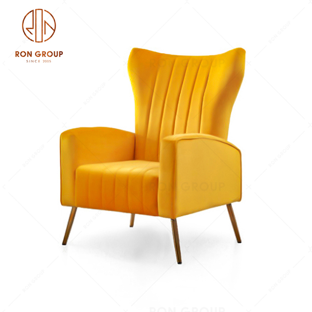 High-End Yellow Leisure Chair Hotel Lobby Fabric Armchair Single Sofa