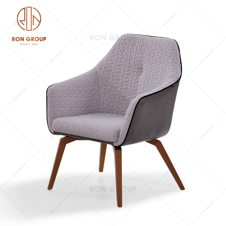 Hot Sale Fabric & Artificial Leather Restaurant Leisure Chair wooden pattern metal frame 